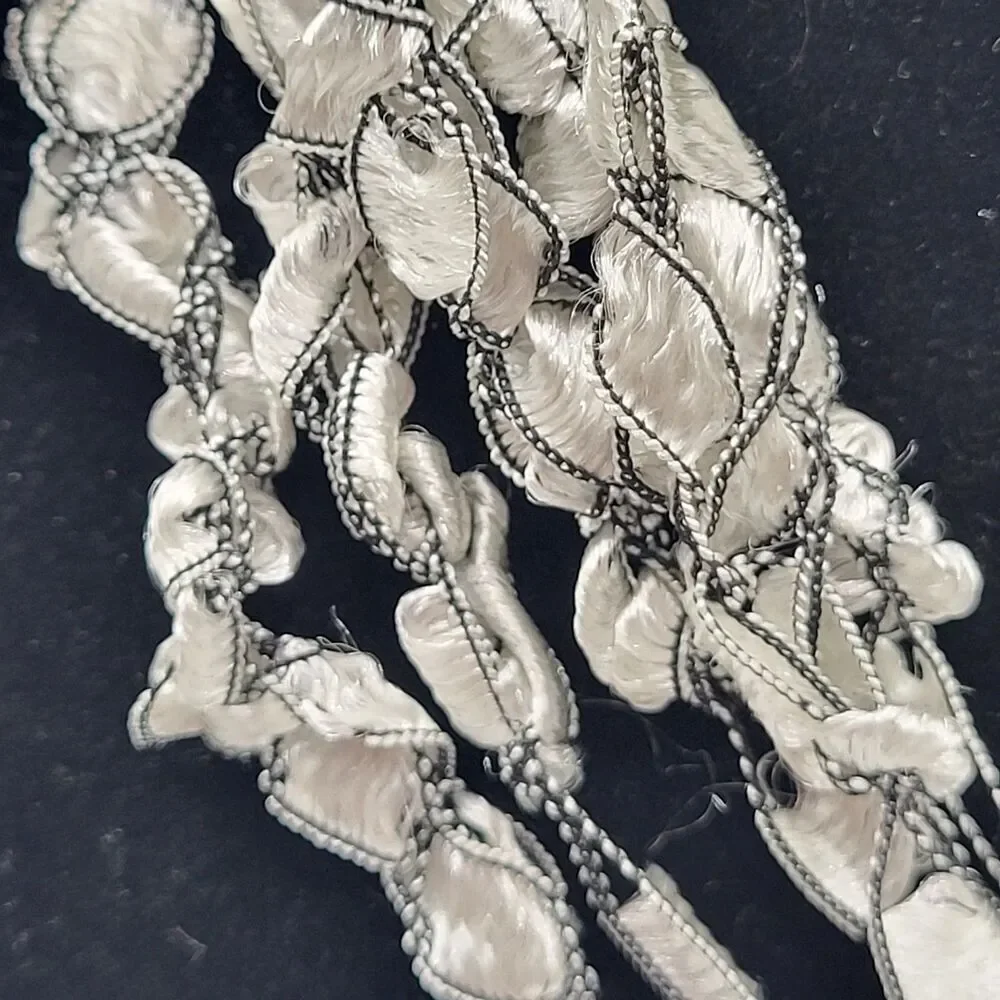 Black and White Scarf Necklace 34in